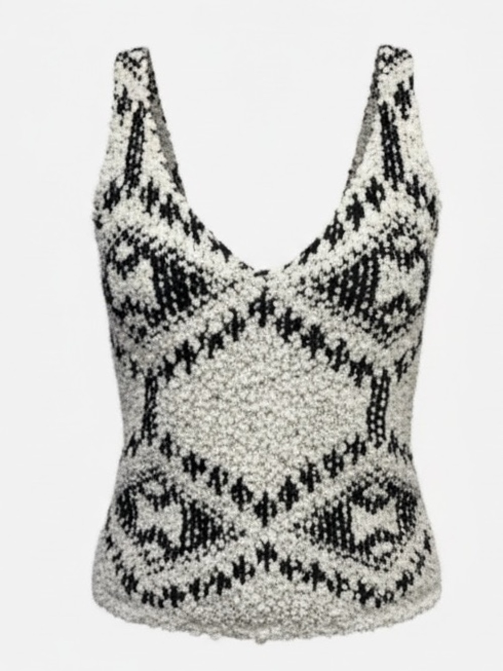 Nwt Elan Black Cream/ Off White Sweater Tank Size M Chic Knit Top Msrp $65